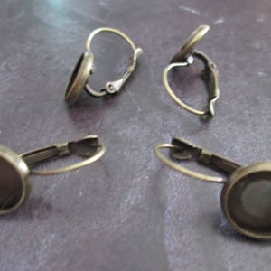 10 brass earring holders for silver 12mm cabochon