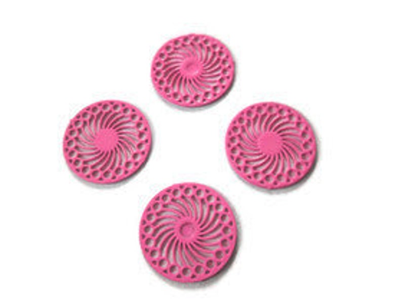 4 round prints filgranes dew 14 mm metal rosettes