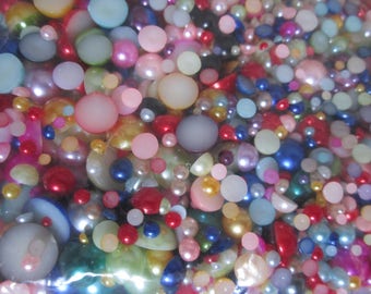 lot de 1000 demi-perles / cabochons multicolores de 2 à 10 mm