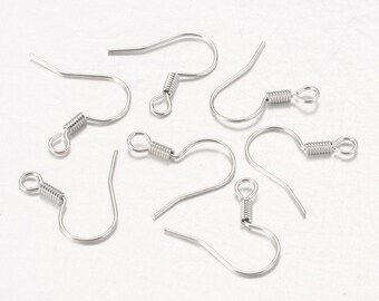 earring hooks - fish hooks - 18 mm - Rhodium