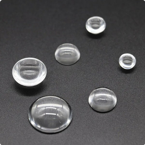 10 cabochons transparents - effet loupe - 5 tailles - cabochon à coller