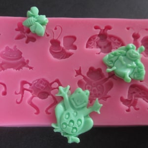 Moule silicone Insectes et animaux rigolos pour pâte à sucre ou d'amande image 1