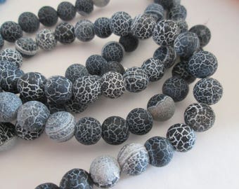 black dragon veins agate round 8 mm 10 beads
