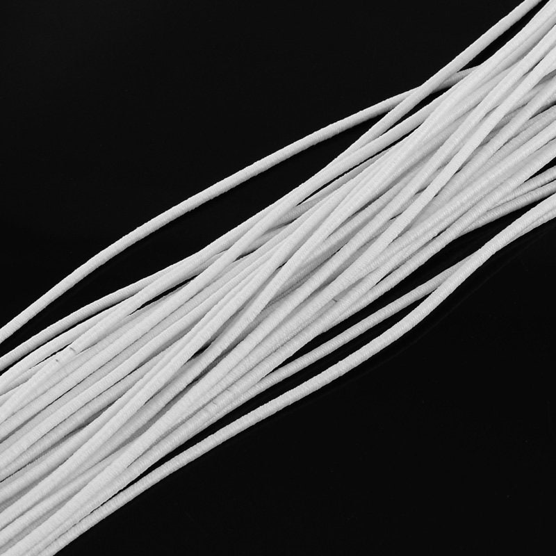 Elastic Cord 1/8 Inch 2mm 2.5mm or 3mm / White or Black / by the