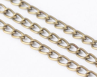 chaine bronze - maille gourmette -  maille ouverte 3 x 2 mm longueur au choix