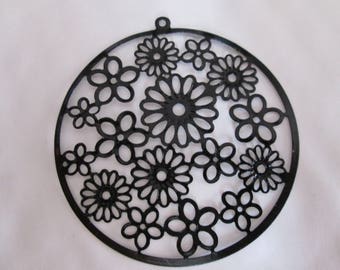 2 large black watermark prints flower pattern 55mm