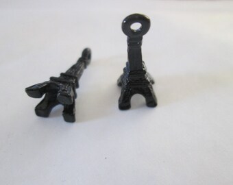 2 breloques Tour eiffel noires 19 x 9 mm