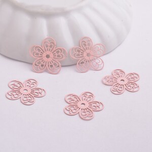 4 Blumendrucke aus lackiertem Metall 19 mm 7 Farben Rosa