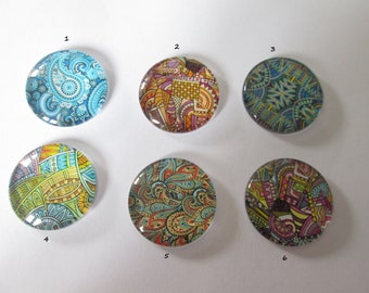 25 mm - cabochon verre motifs géométriques - 6 modèles