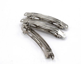 silver hair barrettes to decorate - hair clips to customize - 70 x 8 mm - X5, X10 of your choice