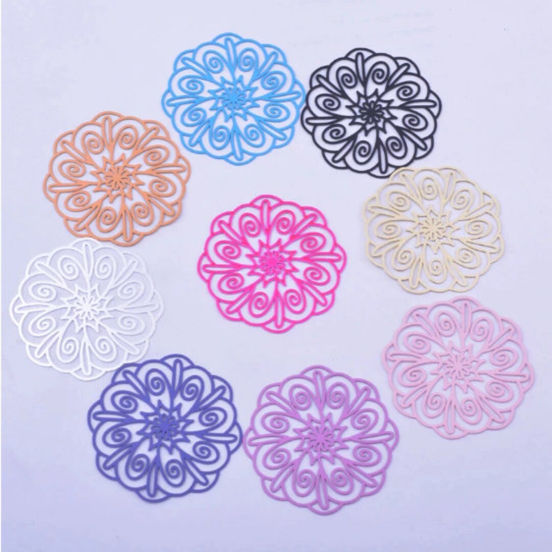 2 Openwork Flower Prints 39 Mm Brass 10 Colors to Choose From - Etsy