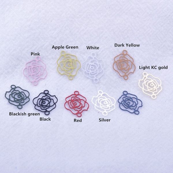 10 estampes connecteurs fleurs rose - 13 x 10 mm - laiton - 10 coloris