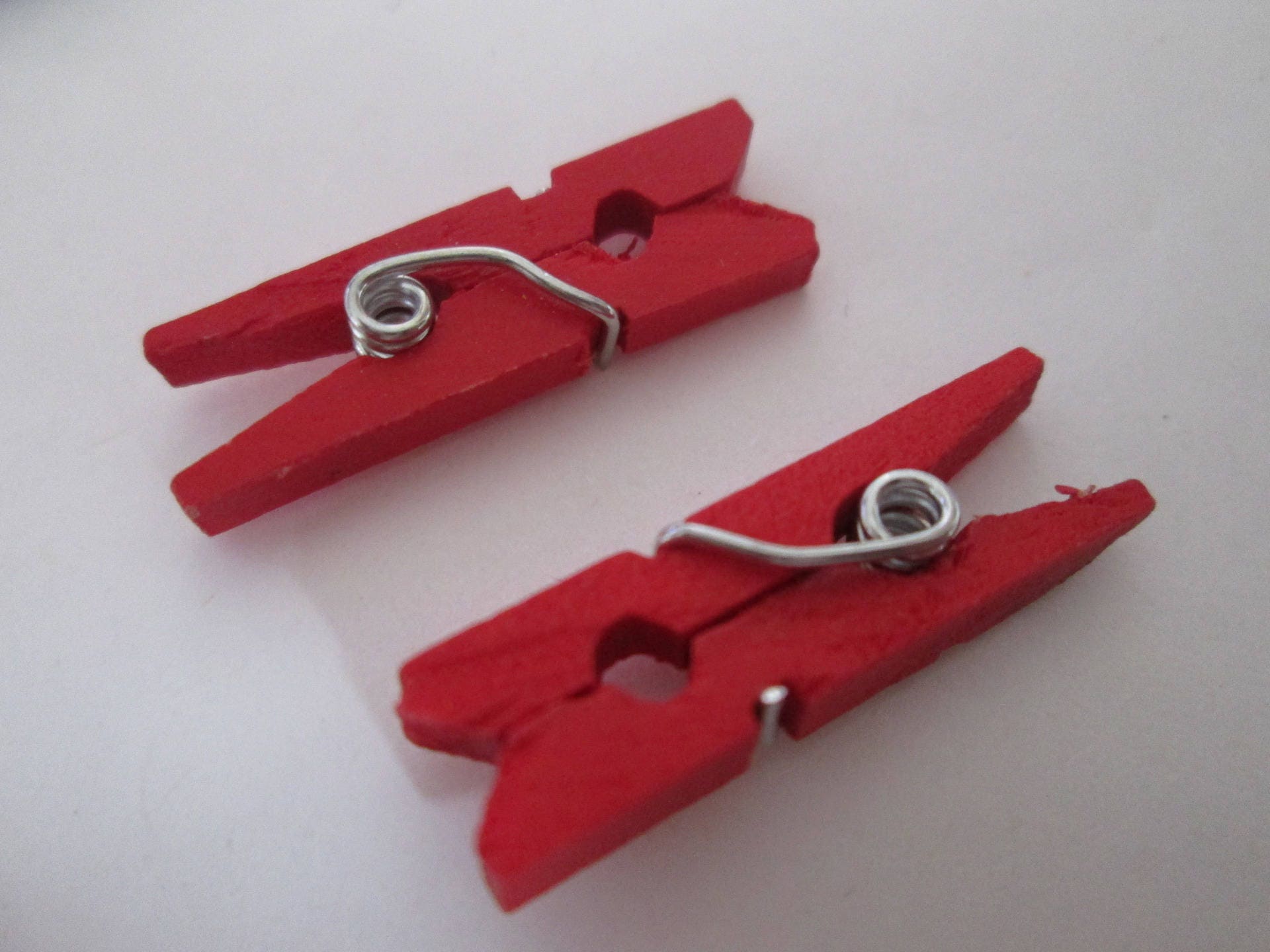 X 10 painted wooden clothespins 26 x 8 x 3 mm red Etsy