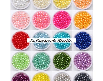 50 perles acryliques - 6 mm - imitation perle de culture - 10 coloris