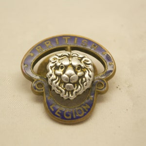 Antique British Legion Enamel Lapel Badge J.R. Gaunt London Silver Lion