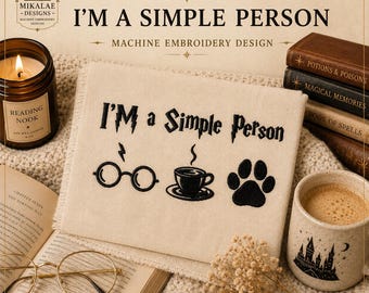 Simple Person Machine Embroidery Design | Bookish Fantasy Embroidery File | Instant Download