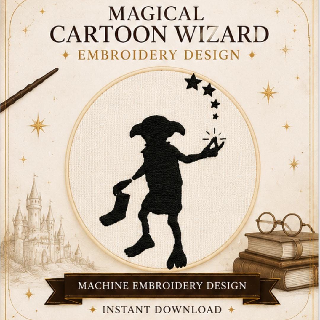 Wizard Machine Magical Cartoon Wizard Machine Embroidery Design | Fantasy Inspired ...