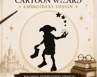 Magical Cartoon Wizard Machine Embroidery Design | Fantasy Inspired Embroidery File | Instant Download