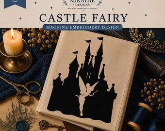 Fairy Castle Machine Embroidery Design | Pixie Embroidery File | Fantasy Fairy Embroidery Pattern | Digital Download