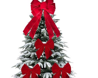 Luxury velvet Red velvet christmas tree bows with tie back