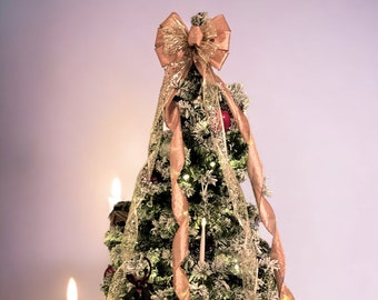 Champagne/Rose Gold Tree Topper for 6 foot tree with full length cascading tails