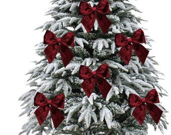 Lazos de terciopelo burdeos de edición limitada de lujo para atar al árbol de Navidad, 5,5 pulgadas de ancho, paquetes de 1/3 o 6 lazos.