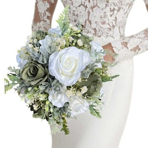 Ivory/Sage Green  natural look artificial wedding flowers
