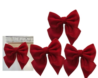 Luxury Red Velvet Tie on Christmas Tree Bows 3 inches wide 1/3 or 6 Bows packs