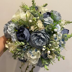 Ivory/dusky Blue Natural Look Artificial Wedding Flowers - Etsy