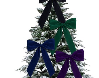 Christmas bows 10" inches wide with 12" tails.  Luxury  Velvet  wired ribbon & tie (4 colours)