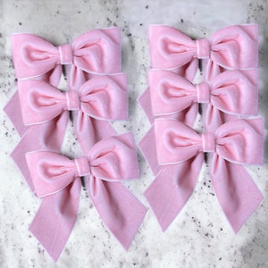 Fiocchi di velluto rosa chiaro per albero di Natale, larghi 5 pollici, confezioni da 1/3 o 6 fiocchi