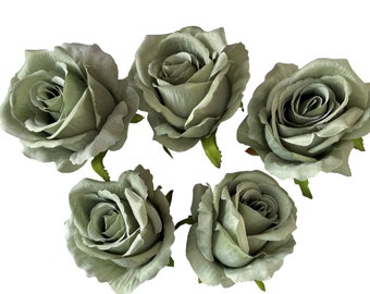7cm Saage Green Rose Heads x 5