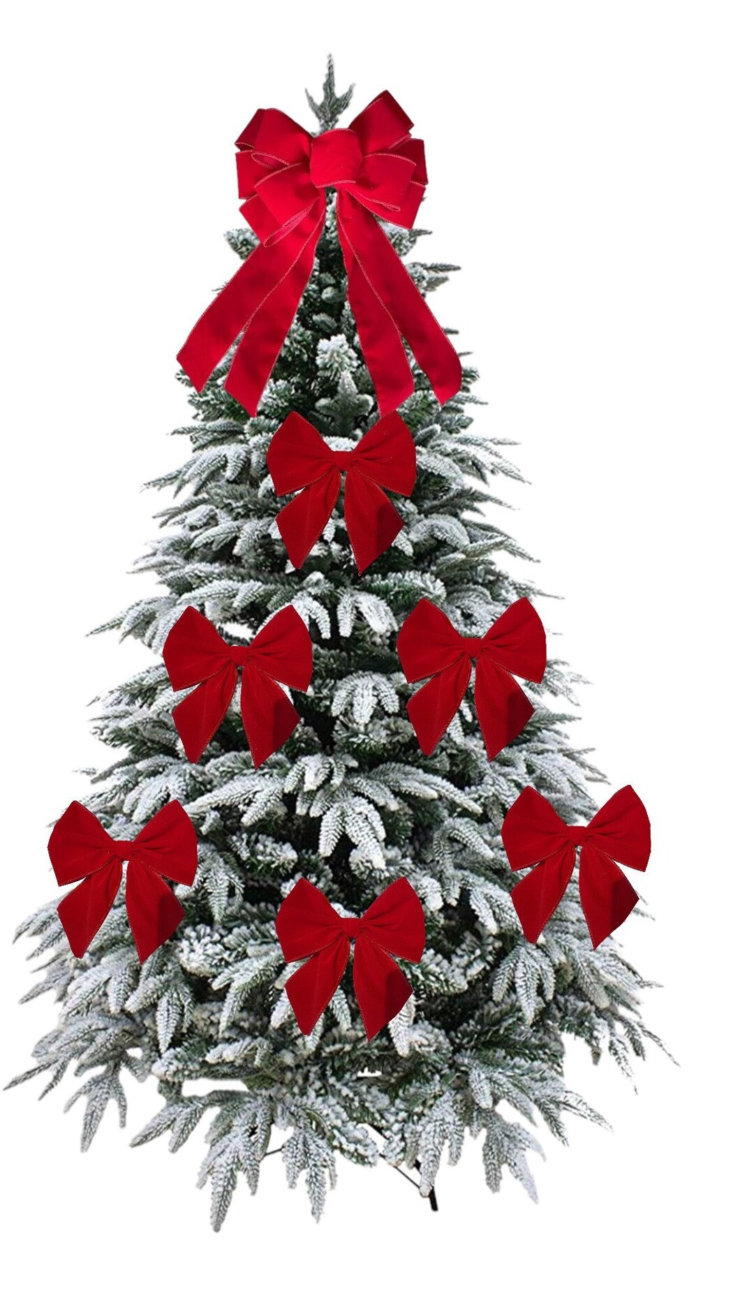 Luxury Velvet Red Velvet Christmas Tree Bows With Tie Back Etsy UK