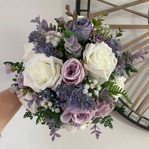 Artificial Wedding Flowers dusky lilac/purple/ivory natural look