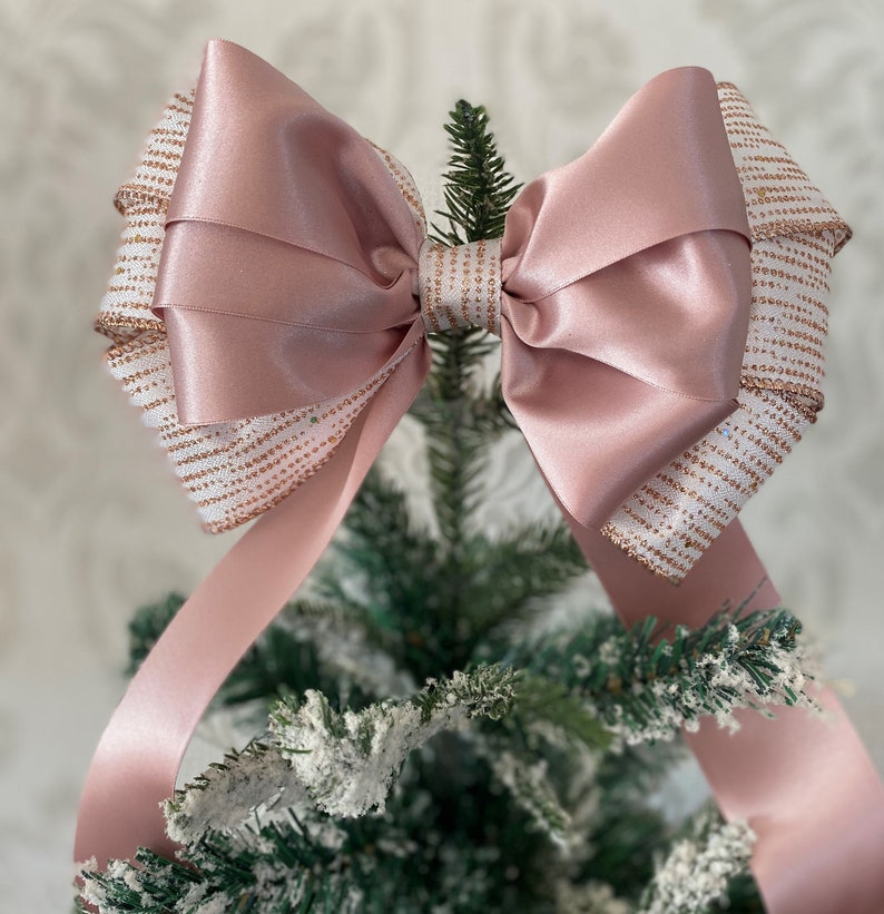 Rose Gold Christmas Tree bows 5 tree bow/9 Tree  Etsy