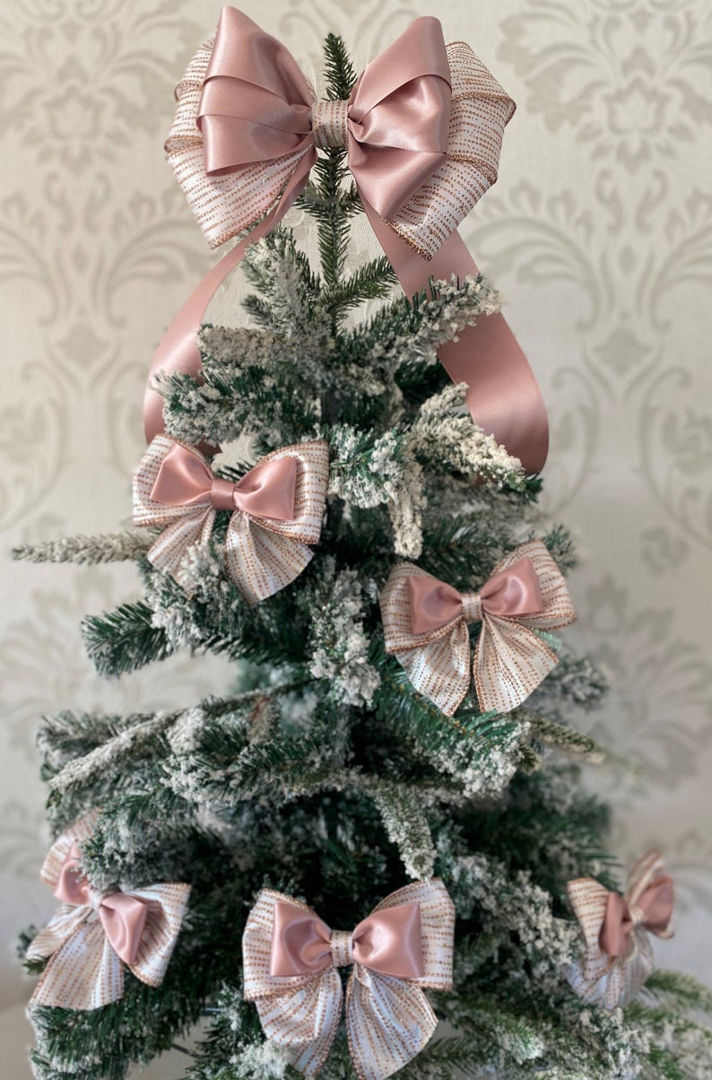 Rose Gold Christmas Tree Bows 5 Tree Bow/9 Tree Etsy