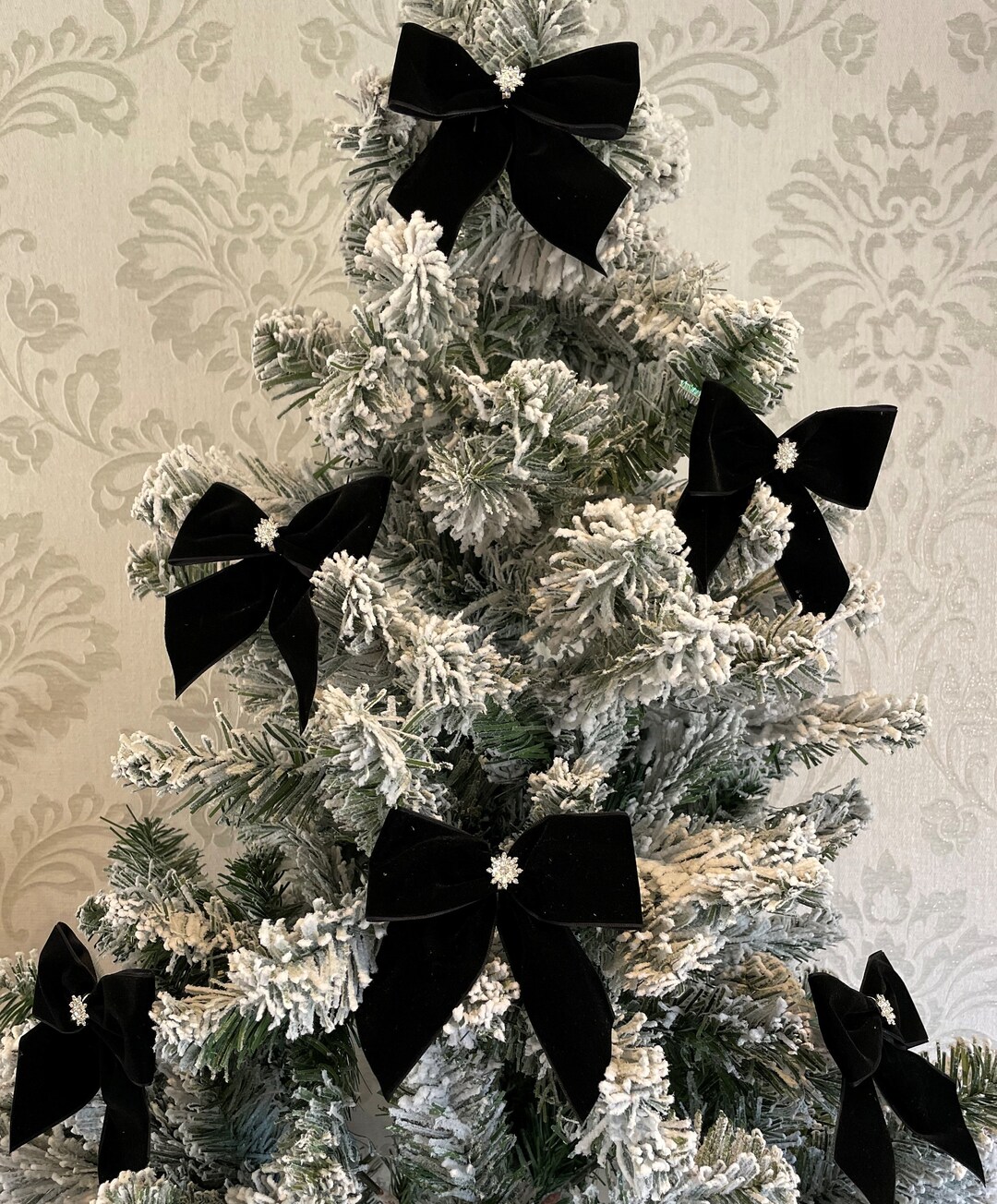 Luxury Black Velvet Tie on Christmas Tree Bows Inches Wide 1/3 or 6