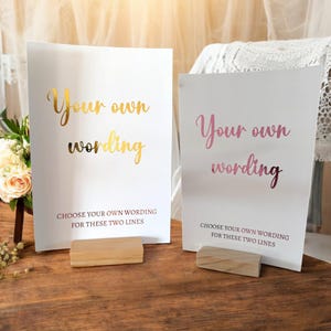 Letrero de boda laminado, letrero de fiesta en cartulina blanca de 300 g/m² de grosor.
