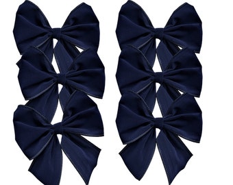 Luxury Navy Velvet Tie on Christmas Tree Bows 6" wide 1, 3 or 6 Bows packs