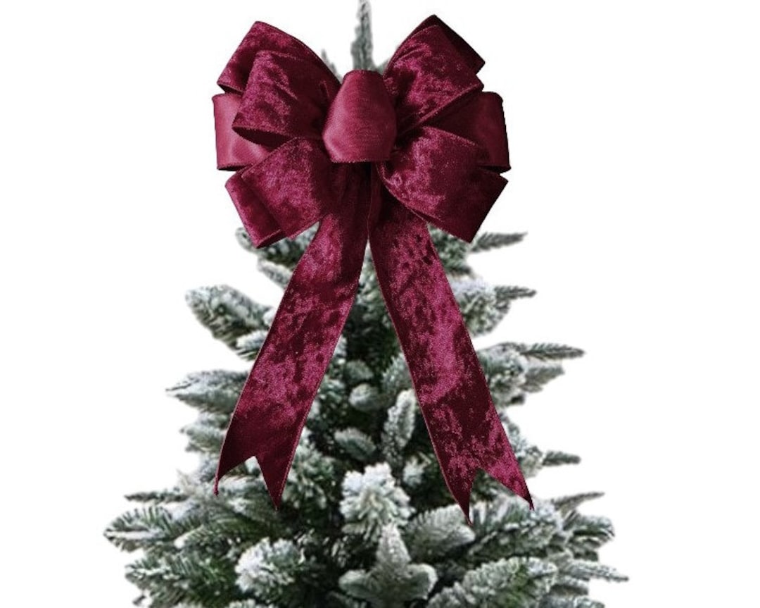 Luxurious Wired Burgundy Velvet 11 Inch Wide Tree Topper Bow - Etsy UK
