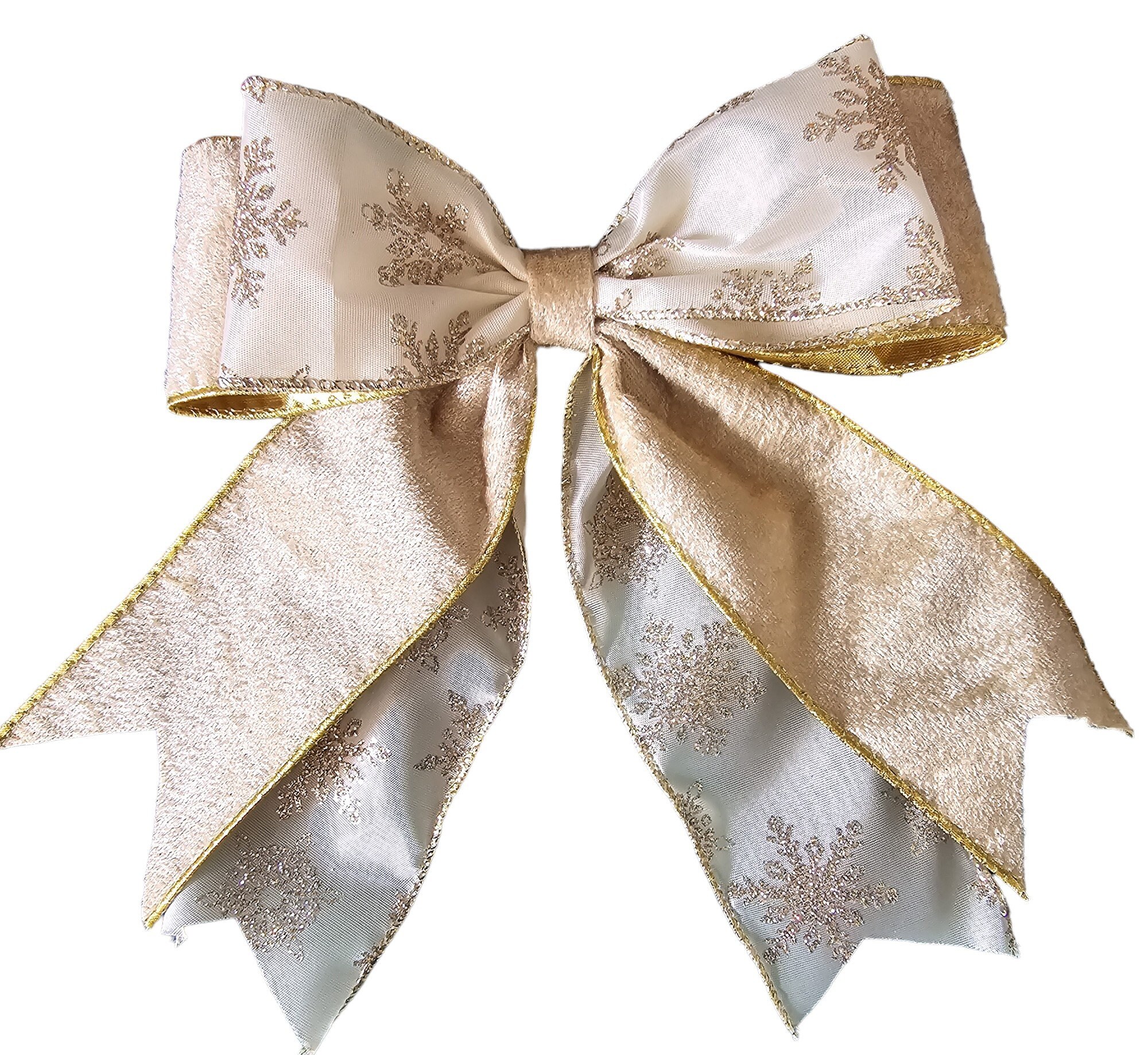 Produktbild von ISFUPO 12 Stück 12x16cm Schleifen Weihnachten, Champagner Glitzer