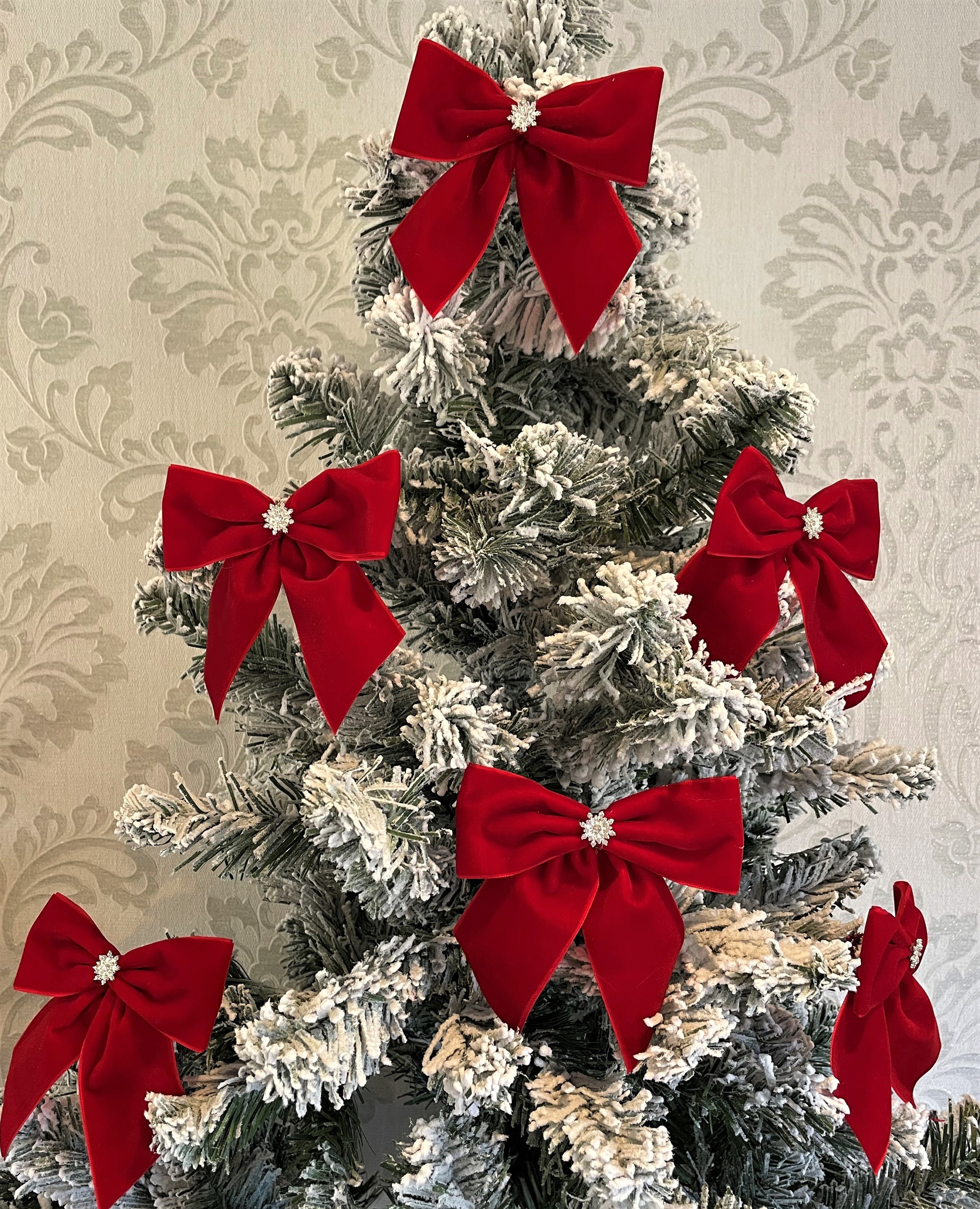 Luxury Red Velvet Tie on Christmas Tree Bows Inches Wide 1/3 Etsy