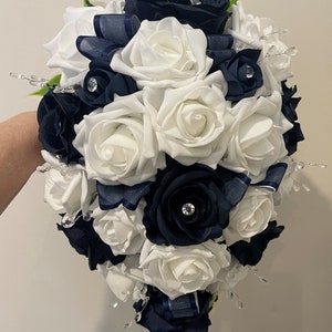 Wedding Flowers Navy Blue & Ivory wedding bouquets, Brides, Bridesmaids, Flowergirls etc