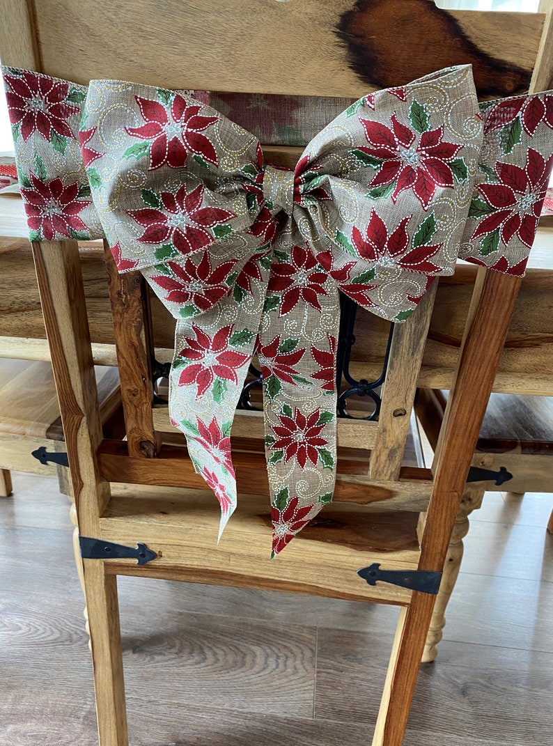 Luxury Christmas Dining Chair bows & Table Runner Red Etsy