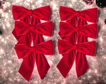 Red Decorative Bows / Christmas Red Decor Bows / Set of 4 / Red Bows /  Christmas Red Bows / Red Valentine Tree Decoration 