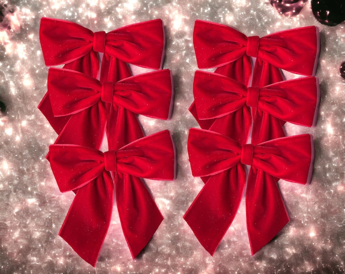 Christmas Tree Bows in Red, Set of 6, Garland Bows, Small Tree Bows
