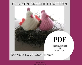 Crochet pattern hen - PDF written in English using American terminology
