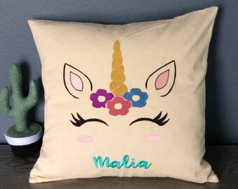 Personalized Unicorn Name Bedroom Pillow New Baby Teenager Bedroom Tween Rainbow Magical Pillow