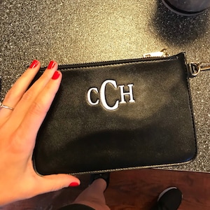 Personalized Monogrammed Wristlet Clutch Purse Handbag Great Bridesmaid Maid of Honor Wedding Gift - 3 Colors