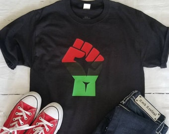 BLM Fist Shirt Tee Raised Unity Resistance Fist  T Shirt Pan-African colours Tee Shirt T shirt Shirt All Sizes